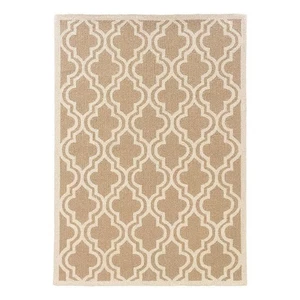 Linon Silhouette Quatrefoil Hand Hooked Wool 1'10"x2'10" Rug in Beige - Picture 1 of 5