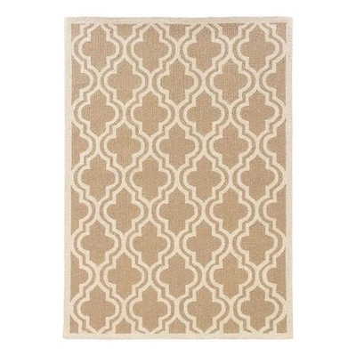 Linon Silhouette Quatrefoil Hand Hooked Wool 1'10"x2'10" Rug in Beige - Image 1 of 4