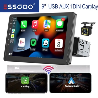 Autoradio 1 DIN Android Apple Carplay Mit 9" Bildschirm USB SD AM/FM BT +Kamera - Bild 1 von 4