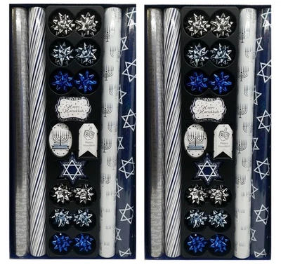 Tom Smith Hanukkah Wrap with 12 Coordinating Tags and Bows 2Pack - Image 1 of 4