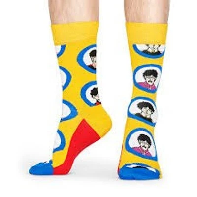 BEATLES faces happy socks cotton crew BEA01-2200 Unisex Novelty Yellow Submarine - Image 1 of 4