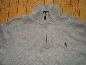 POLO RALPH LAUREN HERREN GRAU HALF ZIP ESTATE RIPP SWEAT SHIRT LARGE TOP! - Bild 1 von 11