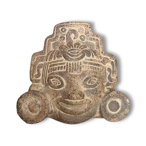 Vintage Mexican Mayan Aztec Pottery Mask Sculpture Third Eye Decorative Art - Picture 1 of 8