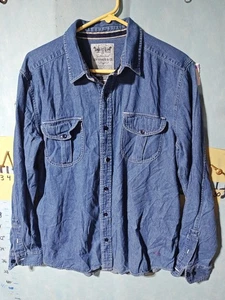 Levi Strauss Denim Shirt Mens X Large Blue Long Sleeve Button Front Western - Picture 1 of 11