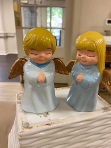 2 Vintage Engel Mädchen und Junge alte handbemalte Form selten Unikat - Bild 1 von 1