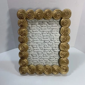 Cornice portafoto decorativa vortici 5x7 vetro lastra nuova ornata look vintage oro - Foto 1 di 14