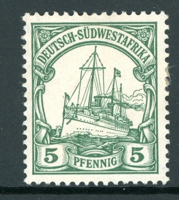 Germany 1901 SWA Southwest Africa 5pf Green Unwmk Ship Scott #14 Mint H176 - Image 1 of 4