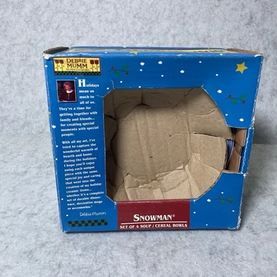 New Sakura By Debbie Mumm Christmas Holiday Snowman  Set of 4 Soup Cereal Bowls - Image 1 of 4