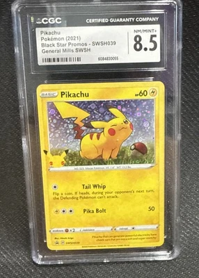 Pokémon Pikachu TCG Holo Promo Card SWSH039 Near Mint Condition CGC 8.5 - Image 1 of 2