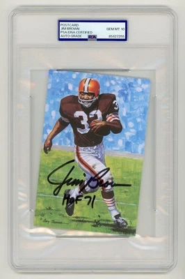 Jim Brown Signed Goal Line Art Card GLAC PSA DNA Gem Mint 10 Auto HOF 71 Inscrip - Image 1 of 2