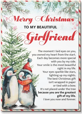 Christmas Card for Girlfriend, Romantic Christmas Card Girlfriend with Envelope - Image 1 of 4