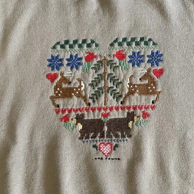 Sudadera De Colección Bordada Punto de Cruz EE. UU. Abuela Casa de Campo Núcleo Naturaleza Grande  Foto 1 de 4