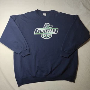 Port 2XL Seattle Seahawks Logo Pullover Sweatshirt Navy Blue Long Sleeve - Picture 1 of 9