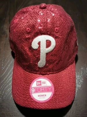 NUEVA ERA Victoria's Secret ROSA Philadelphia Phillies Rojo Lentejuelas Bling Sombrero Ajustable Foto 1 de 4