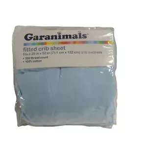 Garanimals Fitted Crib Sheet Light Blue 100% Cotton Baby Toddler Fits 25 x 52in - Picture 1 of 12