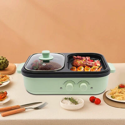 2 in 1 Electric Frying Pan Non Stick Shabu Pot and Frying Pan 1300W - Image 1 of 4