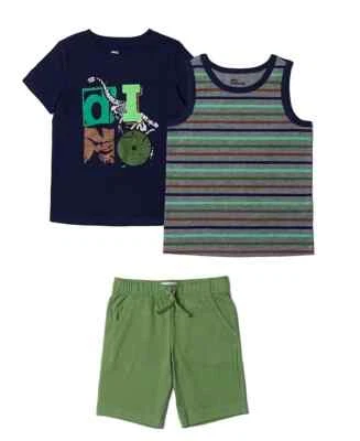 EPIC THREADS Little Boys 3 Piece Short Set Blue/ Green Size 5 - Image 1 of 2