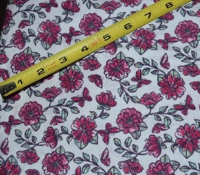 65" wide by 28" Long Pink Glam Combo Material Knit fabric Butterfly & Flowers - Image 1 of 2