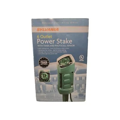 Sylvania 6 Outlet Power Stake With Timer And Photocell Sensor — 第 1/4 张图片