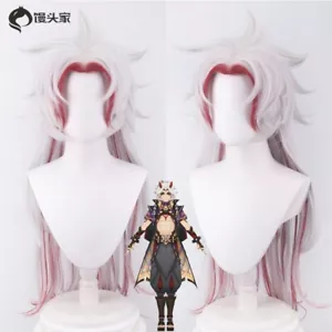 Genshin Impact Arataki Itto Anime Cosplay Silver Red Long Hair Halloween party - Picture 1 of 11