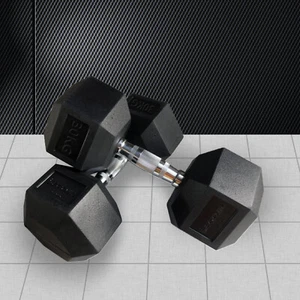 Hex Rubber Coat Iron Dumbell Home Gym Strength Weight Training Commercial Grade - Picture 1 of 5