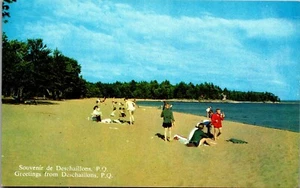 Vintage Strandansicht Postkarte Strandszene Deschaillons PQ Quebec Kanada - Bild 1 von 4