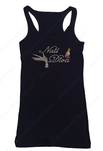 T-shirt femme strass « Nail Diva » en S, M, L, XL, 2X, 3X, vernis à ongles