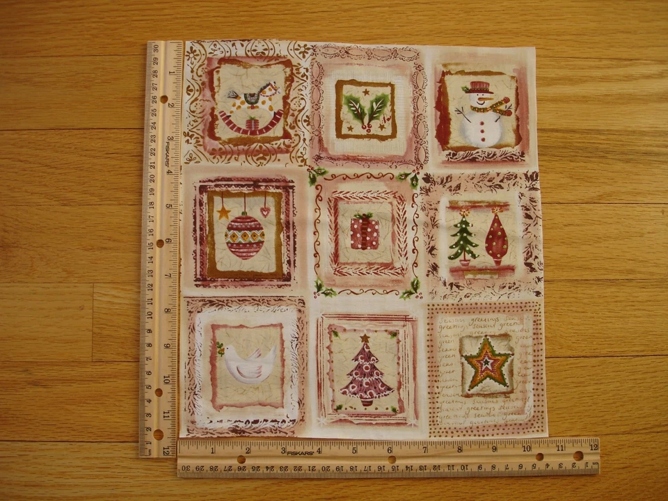 BLANK QUILTING Christmas Rocking Horse Dove Snowman Stars Cotton Quilt Fabric Panel Blocks (9)
