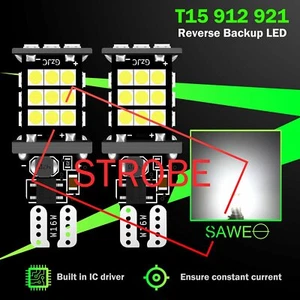 2 bombillas LED estroboscópicas de reversa blancas de respaldo 921 T15 para Ford F150 Dodge Charger - Imagen 1 de 8