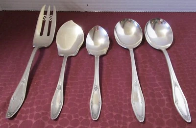 De SANCY 5 piezas para servir y colocar placa de plata 1915 sin monogramas GU Foto 1 de 3