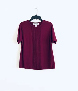 Crystal Kobe Vintage Burgundy Knit Crew Neck Sweater Size Medium - Picture 1 of 5