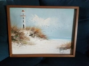 Lighthouse on the Beach Oil Painting - Picture 1 of 6