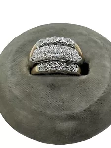 3 funkelnde antike Diamant 14k Gold Stapel Ringe - Bild 1 von 8