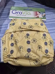 RARE Grovia Hybrid Shell Waterproof Diaper Cover One AI2 NEW DANDELIONS - Picture 1 of 4