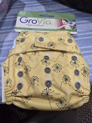 RARE Grovia Hybrid Shell Waterproof Diaper Cover One AI2 NEW DANDELIONS - Image 1 of 4