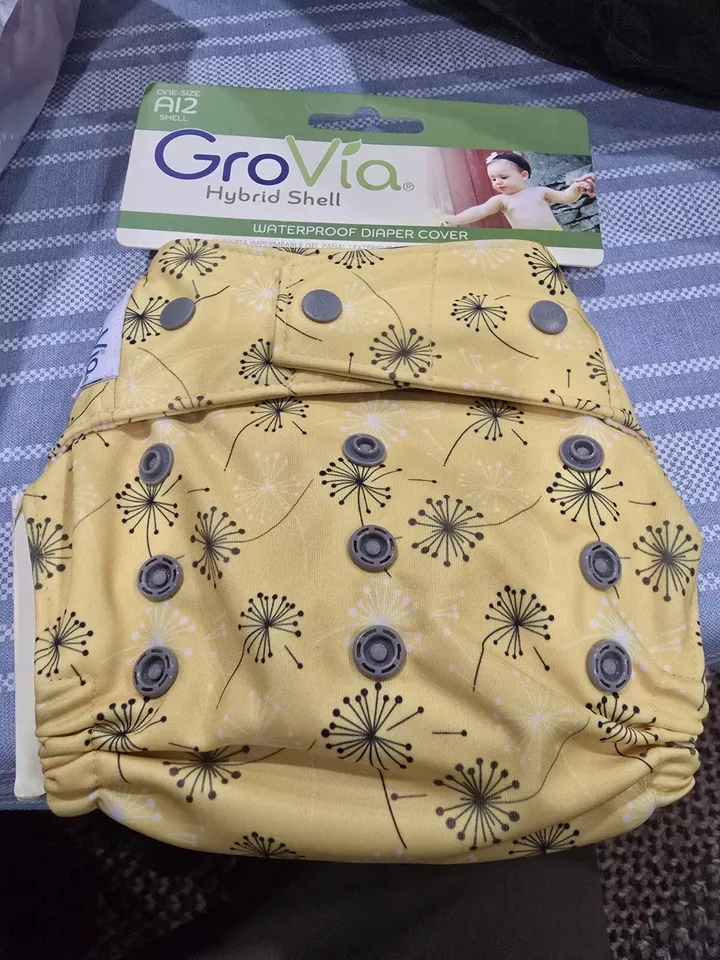 RARE Grovia Hybrid Shell Waterproof Diaper Cover One AI2 NEW DANDELIONS - Image 1 of 4