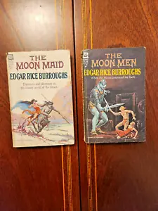 THE MOON MAID & THE MOON MEN SET EDGAR RICE BURROUGHS VINTAGE ACE KRENKEL ART - Picture 1 of 2