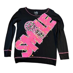 Justice Girls Size 12 Long Sleeve “Smile” T Shirt With Paint Splatter - Picture 1 of 6