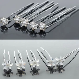 5 Strass Haarnadeln Braut Kommunion Hochzeit Haarschmuck Blumen - Bild 1 von 5