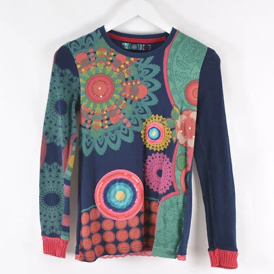Desigual Women's Sweater Top Size 158-164cm 13/14 Round Neck Mandala Beads Print - Image 1 of 4