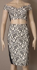 LIPSY London Sz UK 8 Lace Pencil SKIRT & Bodice TOP 2 Piece Dress, Black & Ivory