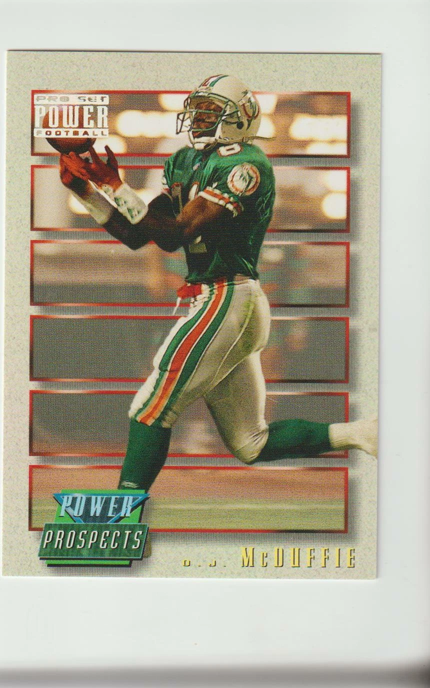 1993 Pro Set Power Prospects #PP21 O.J. McDuffie rookie card, Miami Dolphins