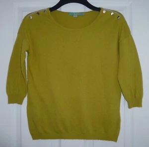 Ladies lovely lime green jumper by Boden mother of pearl buttoned openings on sh - Picture 1 of 3