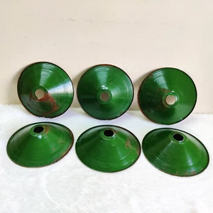 1950 Vintage Iron Green Paint Electric Lamp Shade Lighting Collectible 6 Pcs E14 - Picture 1 of 4