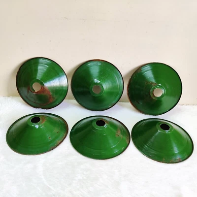 1950 Vintage Iron Green Paint Electric Lamp Shade Lighting Collectible 6 Pcs E14 - Image 1 of 4