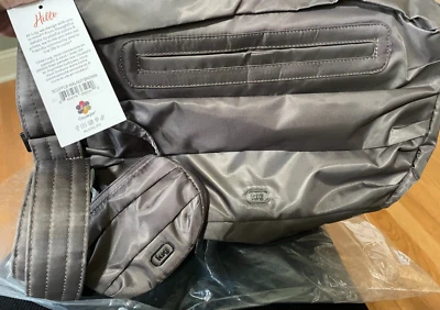 BOLSO PLISADO LUG SCUFFLE CON BOLSA DISCOTECA EN MARRÓN NOGAL NUEVO CON ETIQUETAS Foto 1 de 4