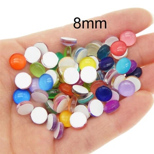 20-50pcs Bulk Round Candy Color Glass Cabochon Flat Back Dome Jewelry DIY 6-15mm - Picture 1 of 5