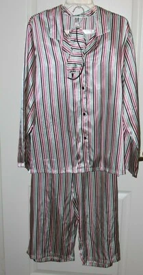 #7 Gilligan & O'Malley 100% Polyester Striped Satin 3 Pc Pajama Set  Sz 2XL  $75 - Image 1 of 4