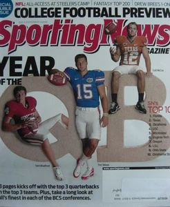 TIM TEBOW SAM BRADFORD COLT McCOY August 17, 2009 Sporting News - Picture 1 of 1