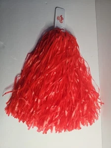 Pom Pom Rojo 1 Unidad Mango de Plástico Blanco Cheer 14" Borla Marca Chevrolet Promo - Imagen 1 de 4